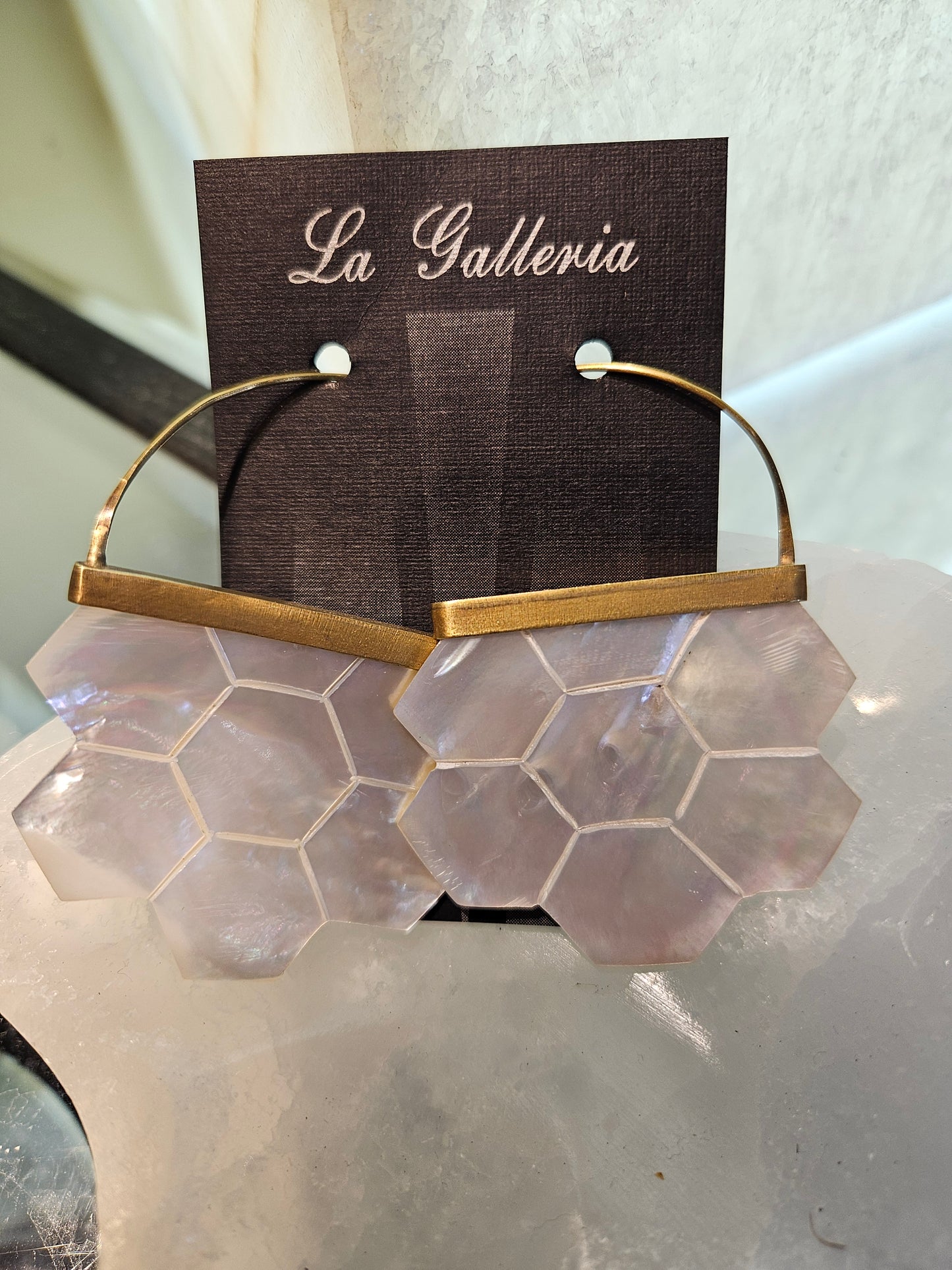 Honeycomb Mother of Pearl Earrings