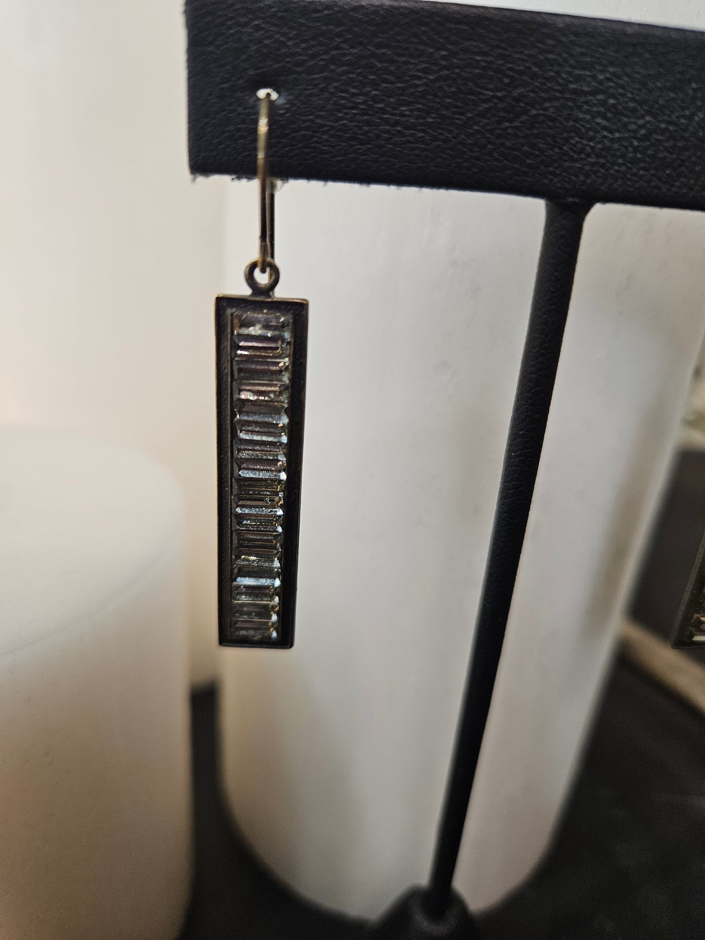 Rectangle Black Diamond Crystal Earrings