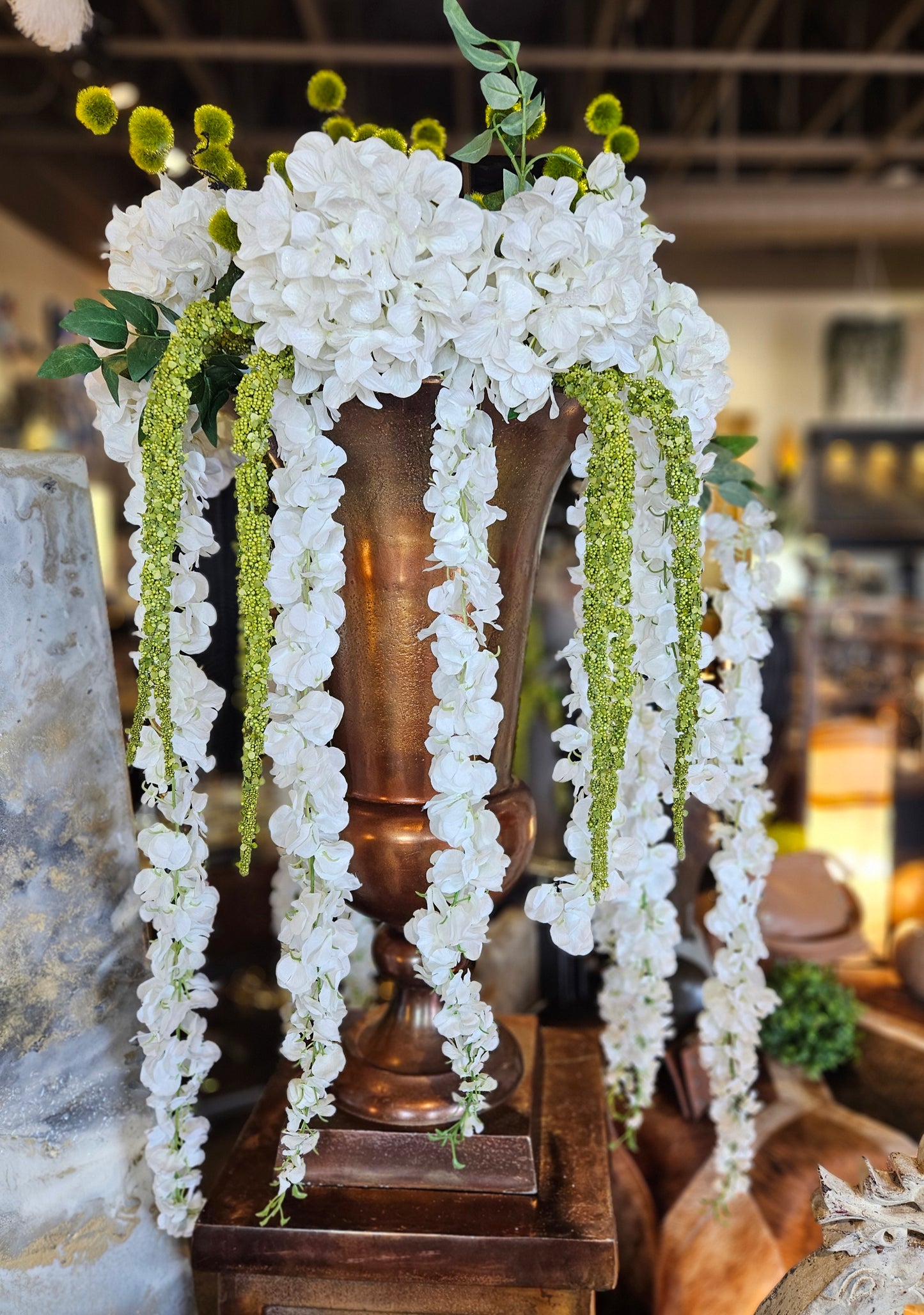 Copper Urn with Faux Flowers