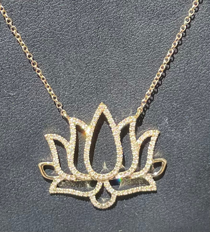 14k Lotus Necklace (Available in Gold,Rose Gold & White Gold)