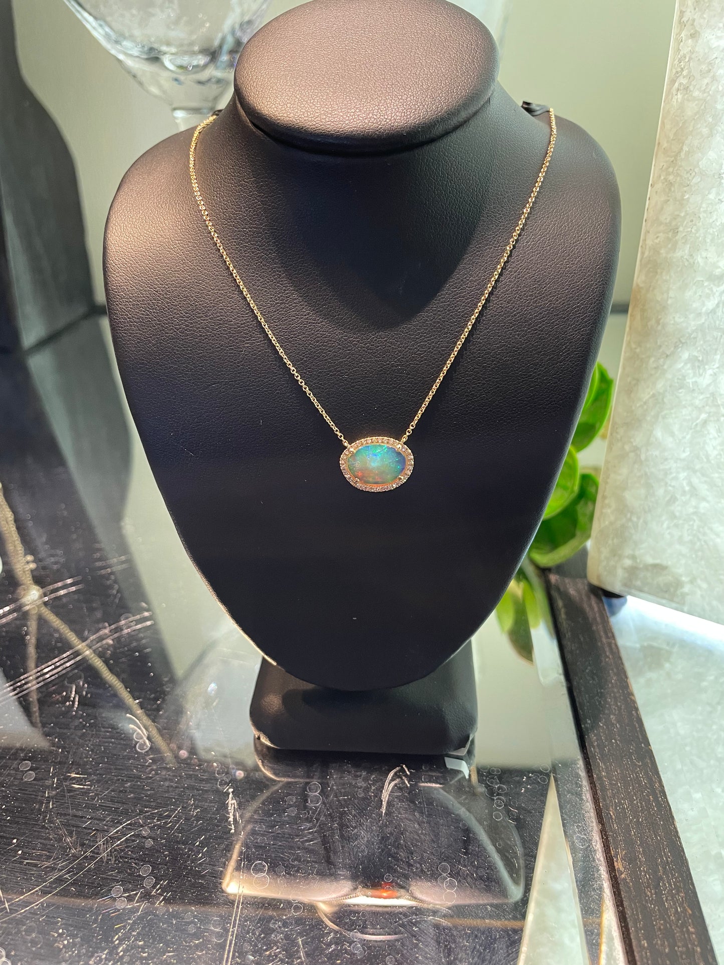 14k Yellow Gold Opal Necklace