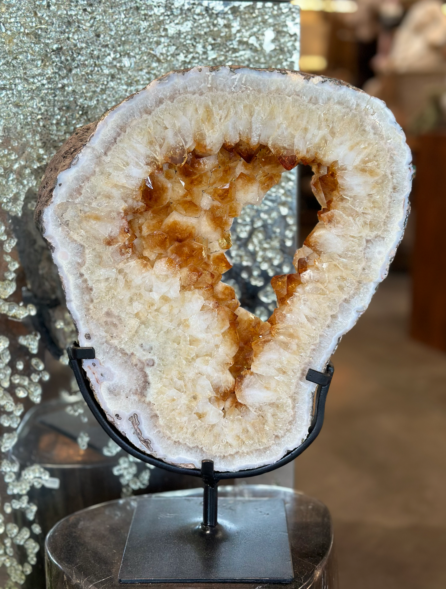 20" Citrine Druzy Geode