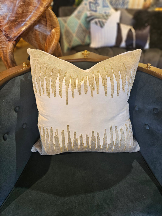 Ivory Velvet with Gold Embroidery Pillow