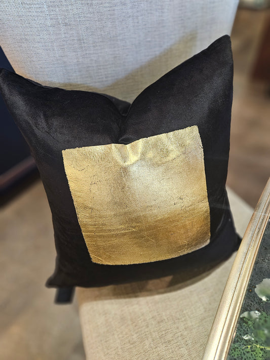 Black Velvet & Gold Foil Pillow