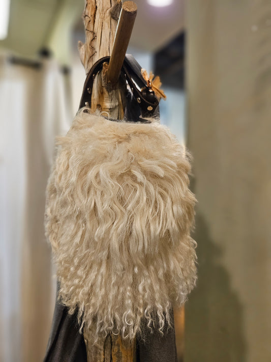 Wristlet Bag - Tibetan Fur - Cream