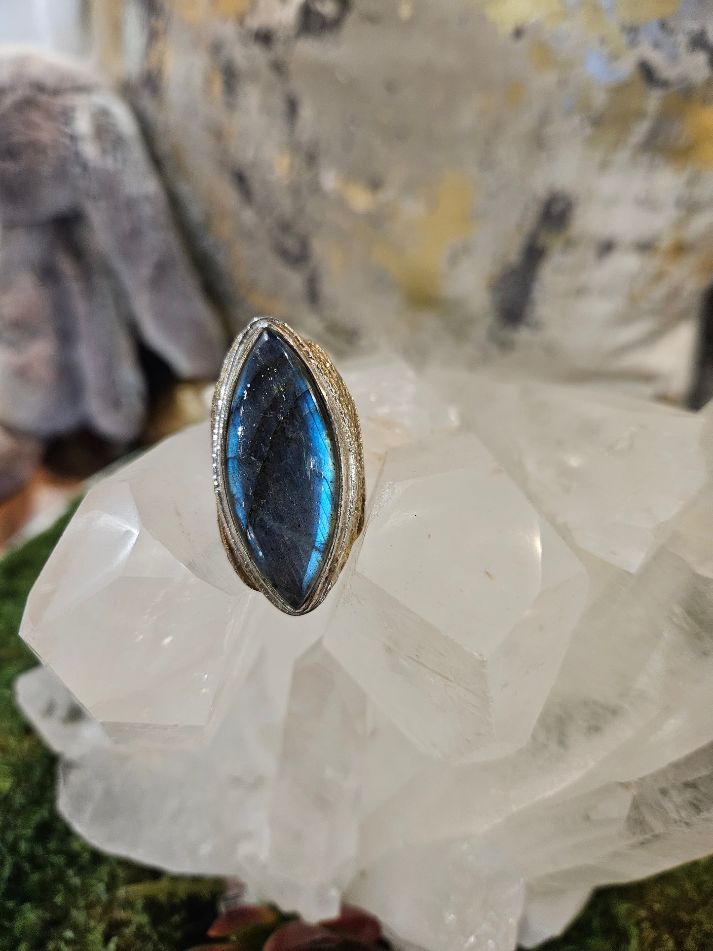 Labradorite, Sterling Silver and 14k Gold Ring