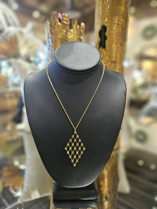 Diamond Lattice Crystal Necklace