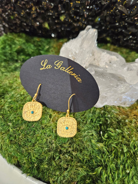 Evil Eye Gold & Turquoise Earrings