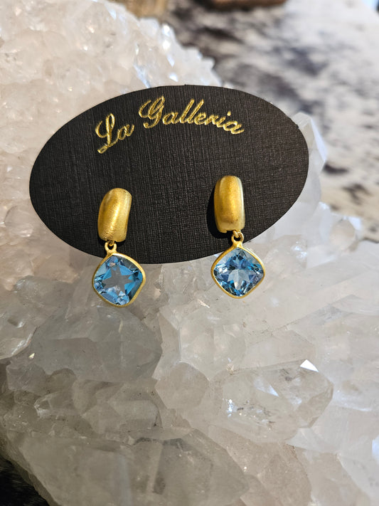 Blue Topaz & Gold Earrings