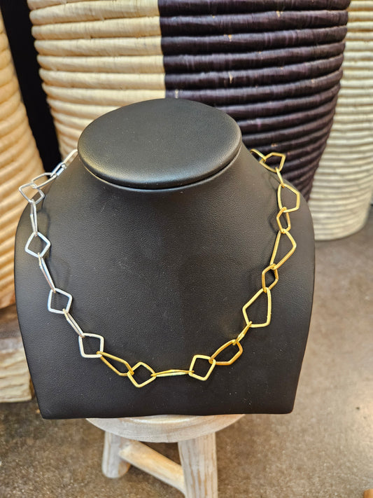 Gold & Silver Geometric Necklace