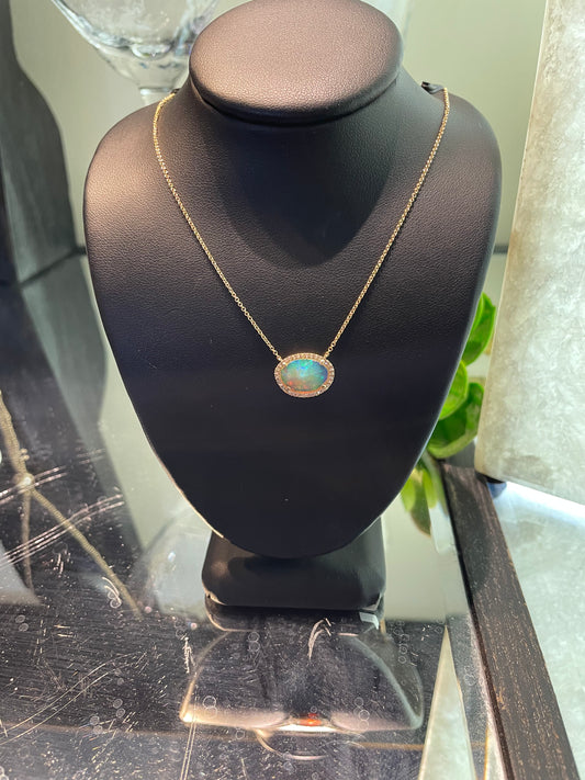 14k Yellow Gold Opal Necklace