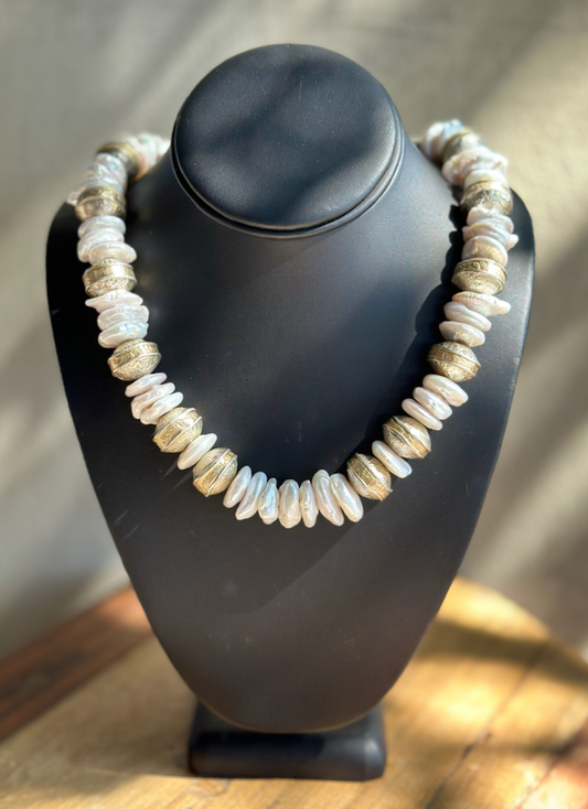 Large 14KT SS Pearl Necklace