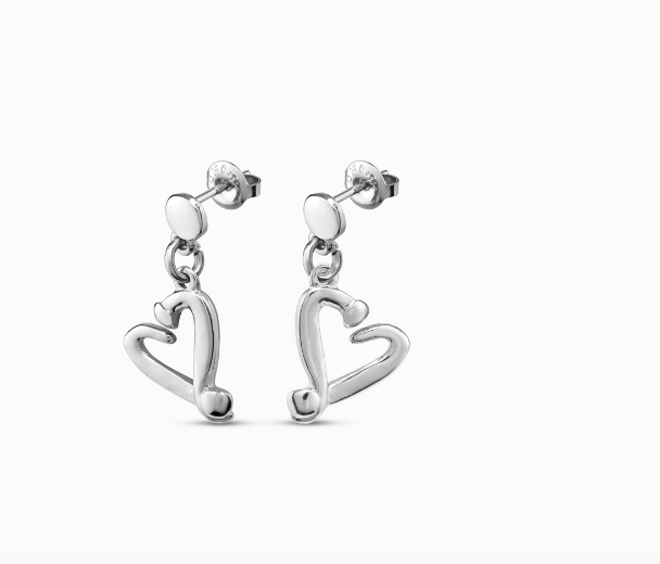 Silver Heart Earrings - UNO